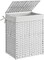 Laundry Hamper with Lid, 23.8 Gallon (90 L) Synthetic Rattan Clothes Laundry Basket with Lid and Handles, Foldable, Removable Liner